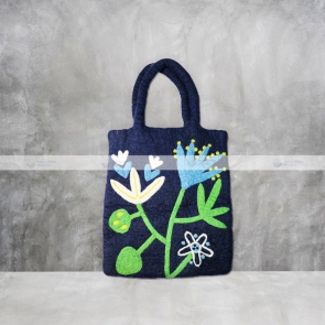 Blue Flower Design Felt Bag 1