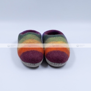 Dark Rainbow Felt Slippers