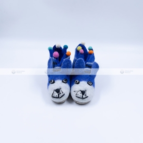 Blue Pom Pom Felt Baby Shoes