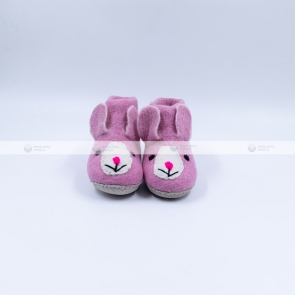 Pink Rabbit Felt Baby Shoes