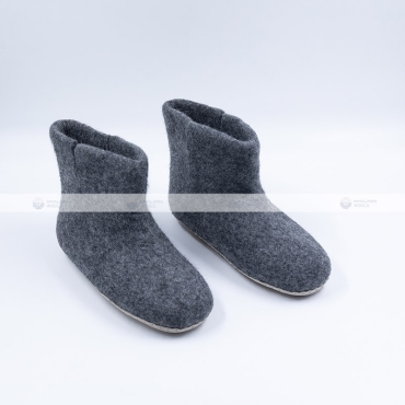 Dark Grey Felt Ankle Boots