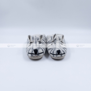 Black and White Striped Cartoon Face Felt slippers