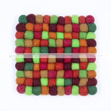 Brown Green Multicolor Felt Coaster